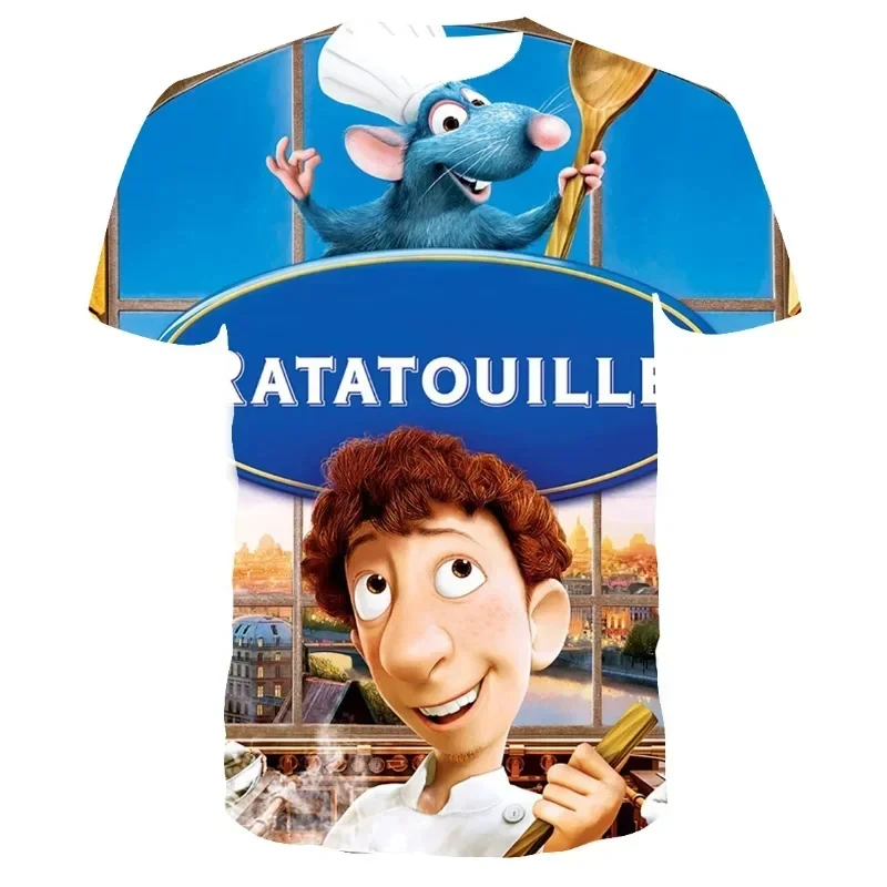 Ratatouille Boys Girls T-shirt Disney Men's T-shirt 3D Print Cartoon Short Sleeve Oversized Men's T-shirt MINISO Men's Clothing