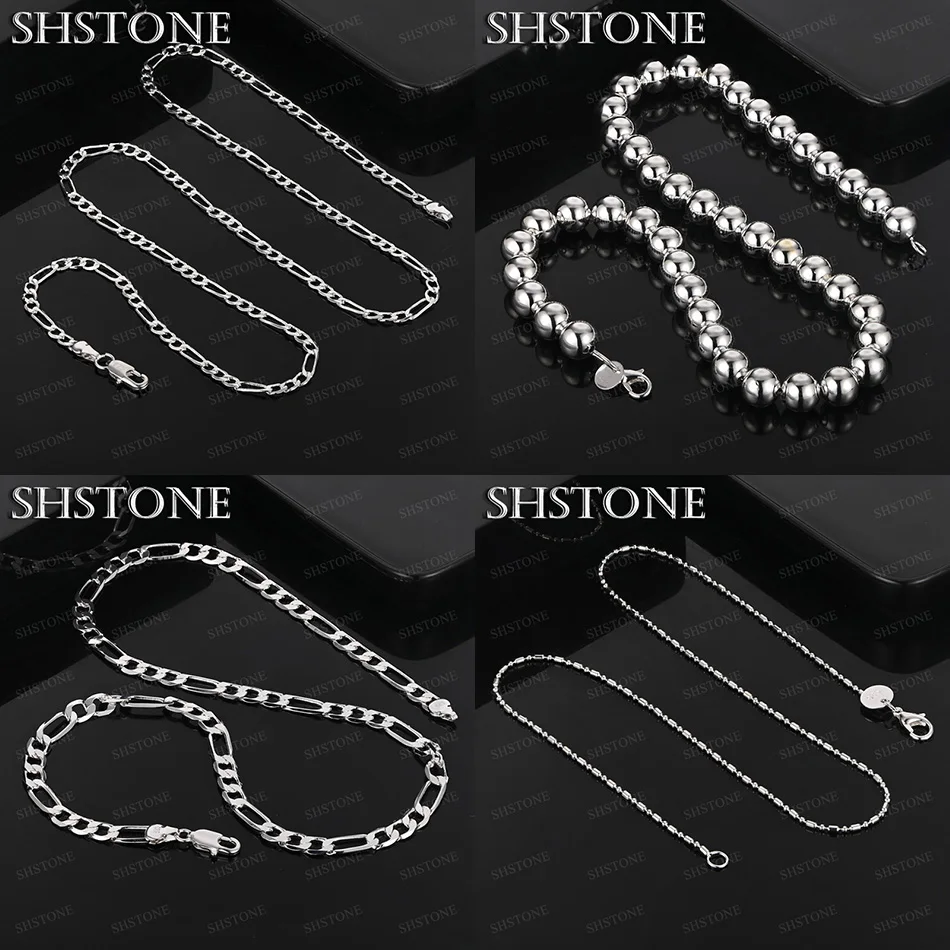 

40-75cm 925 Sterling Silver Smooth Bead Chain Geometric Necklace Fashion Party Women Men Birthday Jewelry Simple Accessories