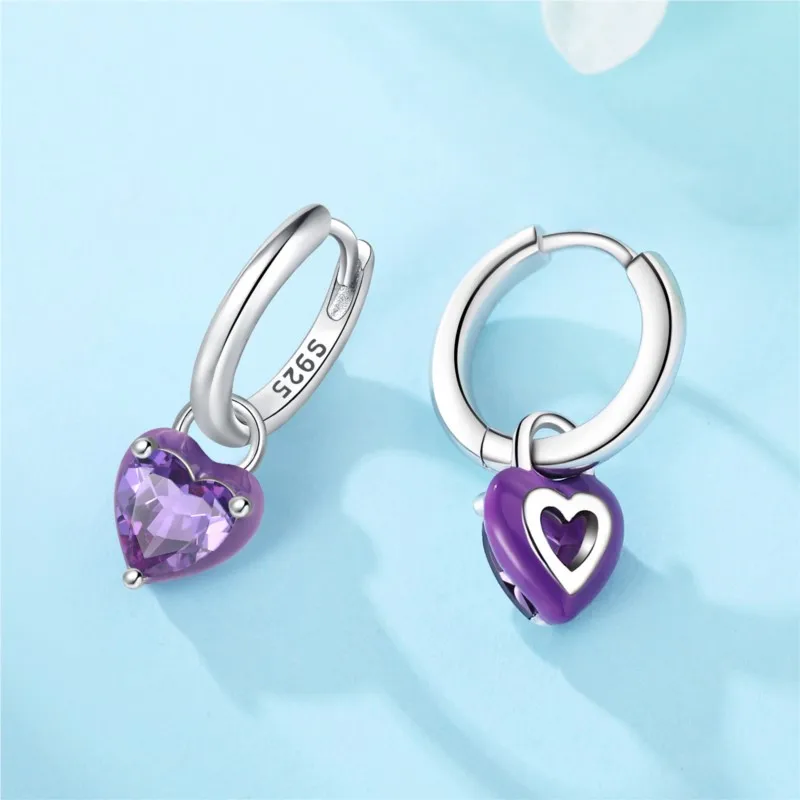 MISEFF New 925 Sterling Silver Heart Hoop Earrings Inlaid Zircon CZ Infinity Love Golden Earrings Wedding Gift Luxury Jewelry