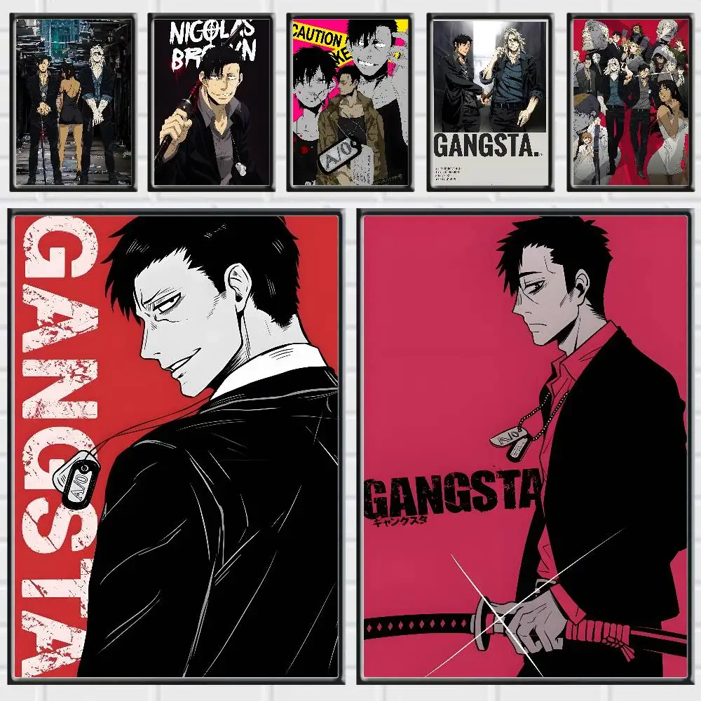 Bold Anime Gangsta Posters Premium Self-Adhesive No Residue Wall Sticker for Home Office Bar Decor