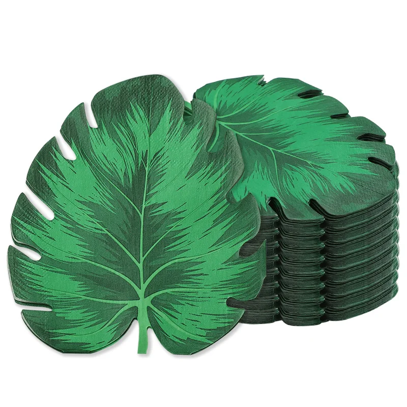 

20pcs/pack Palm Leaves Napkins Hawaiian Wedding Table Decor Turtle Leaf Print Paper Towels Summer Beach Birthday Party Supplies