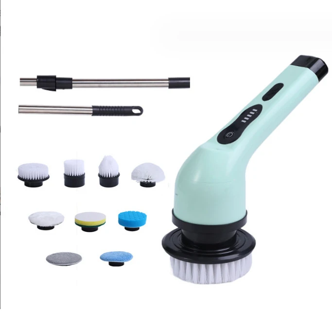 9 in 1 Electric Rotary Scrubber Retractable Cleaning Brush Bathroom Scrub Kitchen Cleaning Tools Handheld Bath Brush