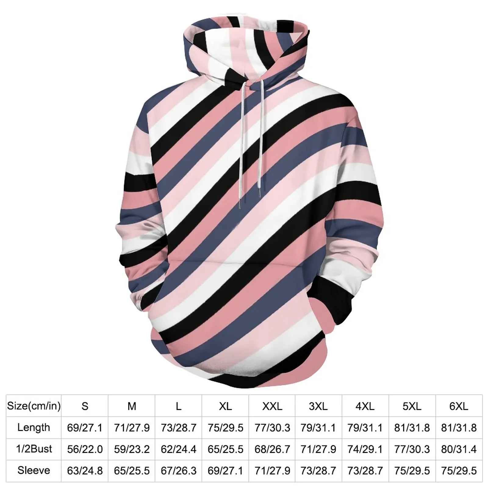 Colorblock Casual Hoodies Multicolor Waves Trendy Hoodie Women Long-Sleeve Streetwear Graphic Loose Oversize Clothing