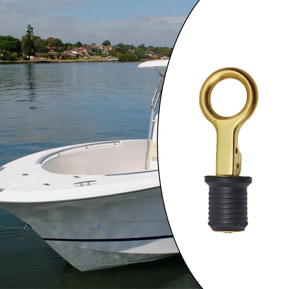 Sturdy Brass Handle Drain Plug Rubber Plug 1 Inch Boat Accessories Snap Handle Brass Material Compression Plug Fishing