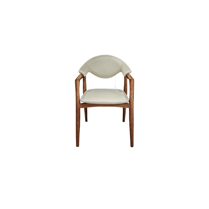 Modern aesthetic white upholstery solid wood frame wooden cafe chair