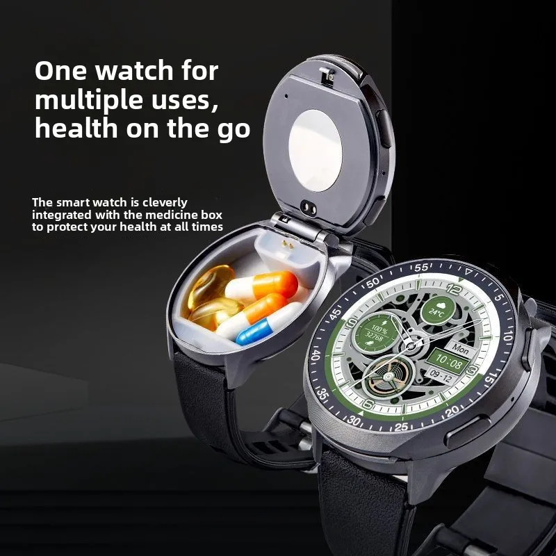 Smart Pill Reminder Watch 2 in 1 Portable Medicine Organizer Emergency Dispenser Elderly Home Storage Organization Boxes Bins