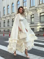 Solid White Ruffle Maxi Dress Women Fashion Lace Pleated Sleeveless Off-shoulder Long Dresses Lady 2026 Summer Holiday Robes New - Image 6