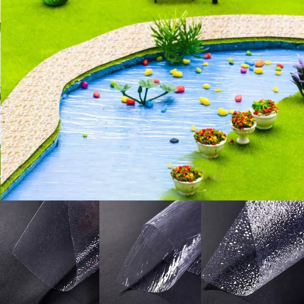 Transparent Model River Sheet Miniature Bendable Decorated PVC Pad For Diorama Lakes Scene Making Ripple Water Effect Material