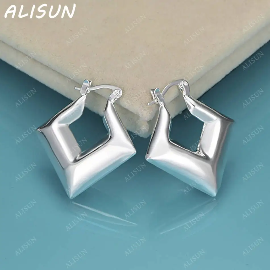 

ALISUN 925 Sterling Silver Diamond Hoop Earrings Fashion Jewelry Vintage Grace Charm Noble Party Birthday Gifts