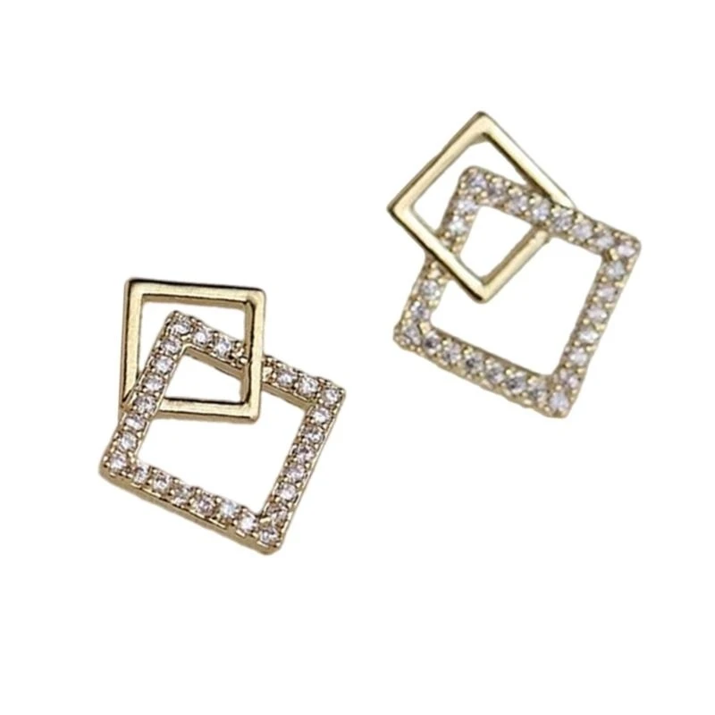 E0BF Luxury Plated Alloy Earrings For Women Smooth Curved Lines Design Lightweight Body Secure Fastening System Jewelry