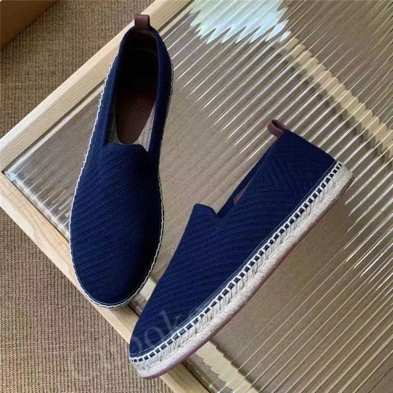 2022 Brand Runway Men\'s loafers shoes Round Toe Straw Bottom Male Slip on Spring Summer Walking Dress Shoes for Men Drive shoes