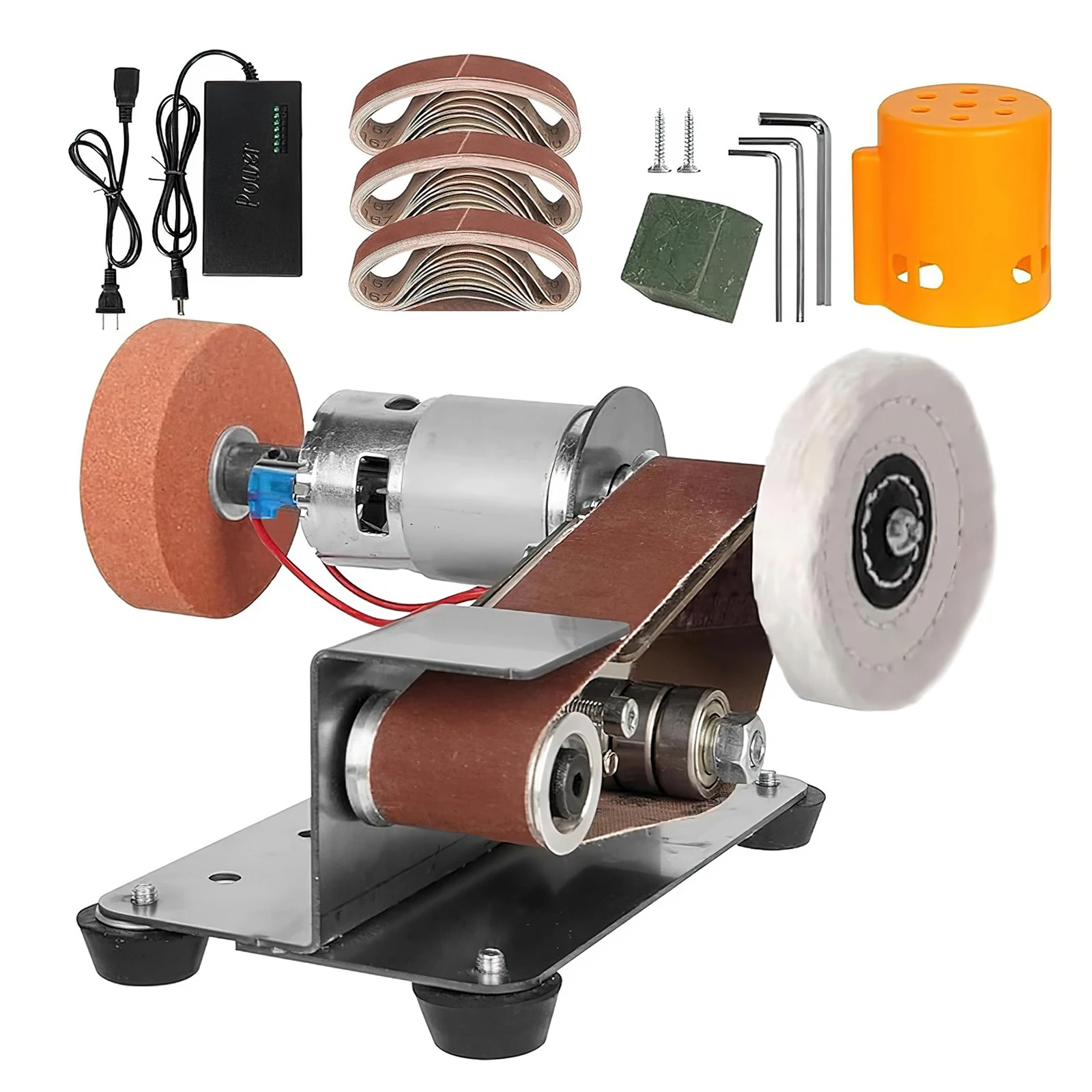 Mini ponceuse à bande électrique 110V/220V, machine de polissage et de meulage DIY, affûteur de lames de coupe, meuleuse multifonctionnelle, outil électrique