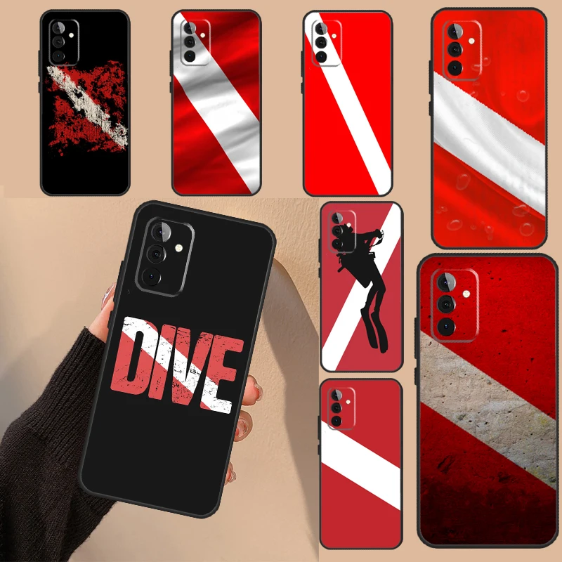 Scuba Diving Dive Flag Case For Samsung Galaxy A34 A54 A24 A14 A13 A23 A33 A53 A12 A22 A32 A52 A51 A71 Back Cover