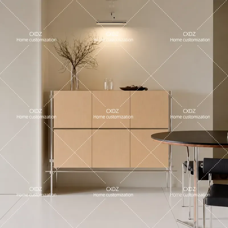 Ocean Board Dining Side Cabinet Integrated Wall Locker Living Room Storage Log Style Bucket Cabinet Optical Axis Design