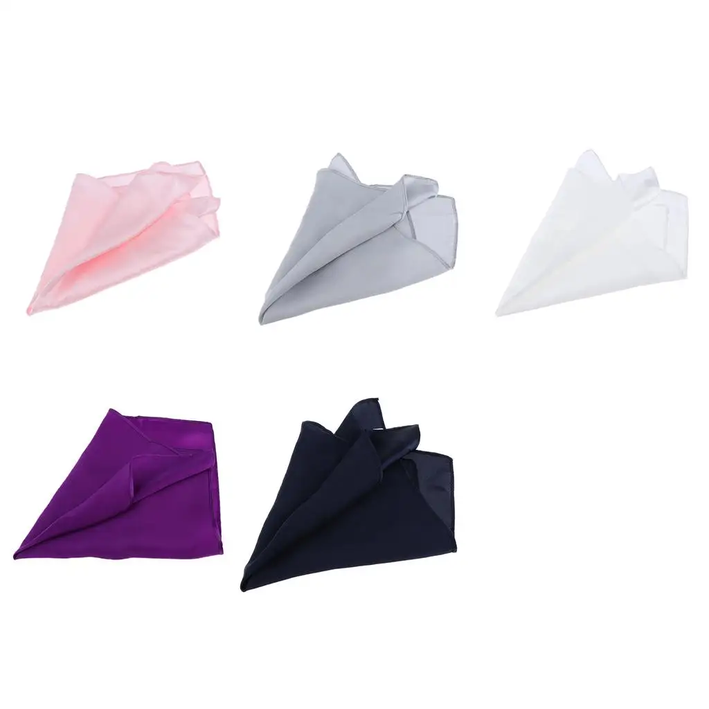 Plain Solid Pure Silk Pocket Square Handkerchief for Men Assorted