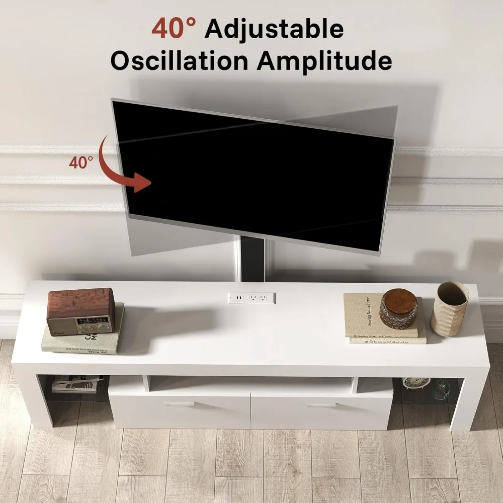 حامل تلفزيون حديث مع حامل - وحدة تحكم تلفزيون مع منفذين تيار متردد - حوامل تلفزيون مع ضوء RGB Led لأجهزة التلفاز مقاس 75 بوصة - كابينة مزدوجة #3