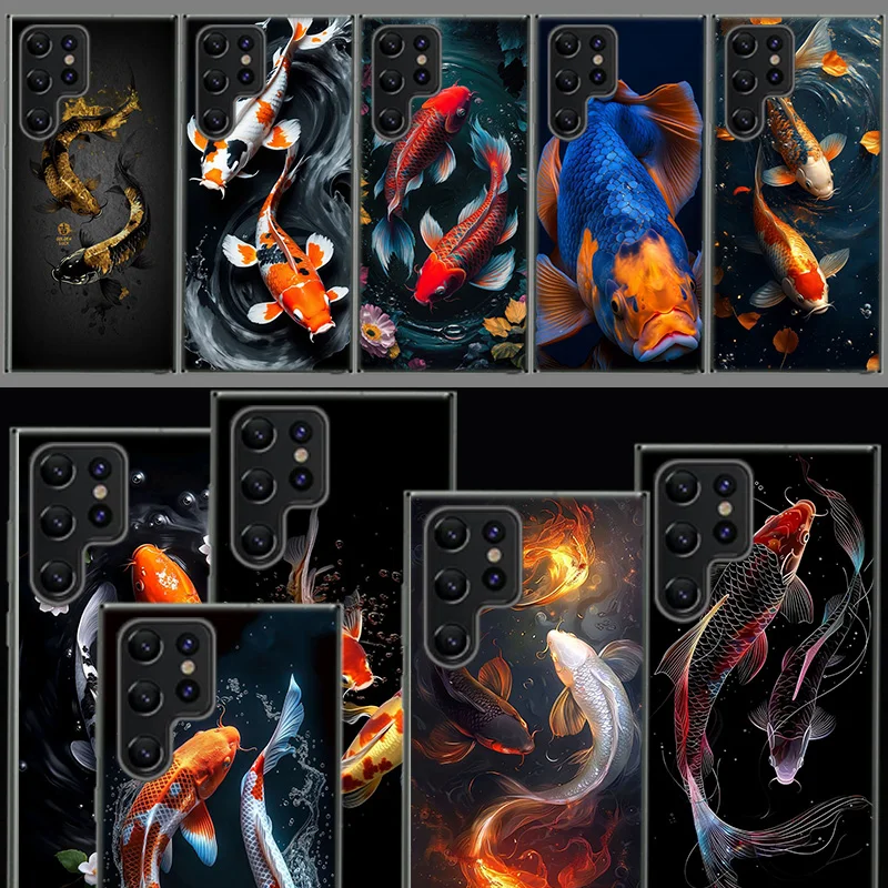Majestic Koi Fish Capa Phone Case For Samsung S26 Ultra S25 Edge Galaxy S23 S21 S20 S24 FE S22 S10 Plus Cover Clear TPU Shell Co
