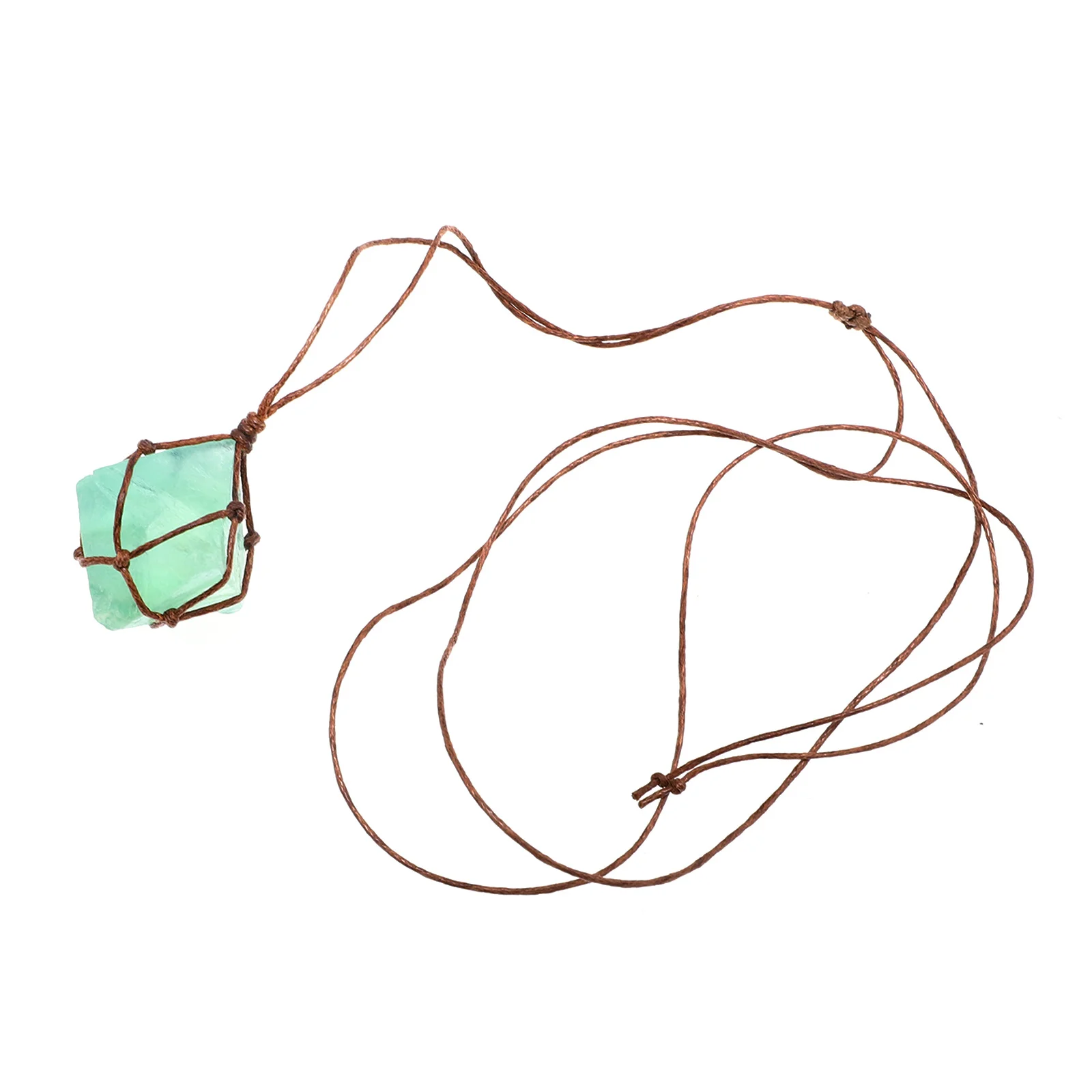 

Crystal Necklace Natural Gemstone Wire Wrap Pendant Green Fluorite Charming Party Wedding Dance Stage Performance