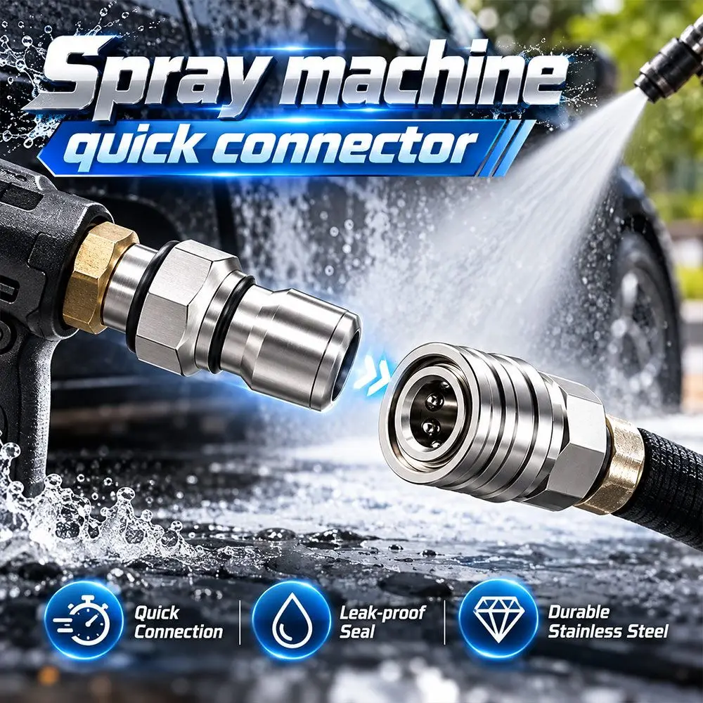 New Stainless Steel Quick Coupler 1/4inch Thickened Spray Fitting Leak Proof Silver Tone Hose Connector for Paint Sprayer
