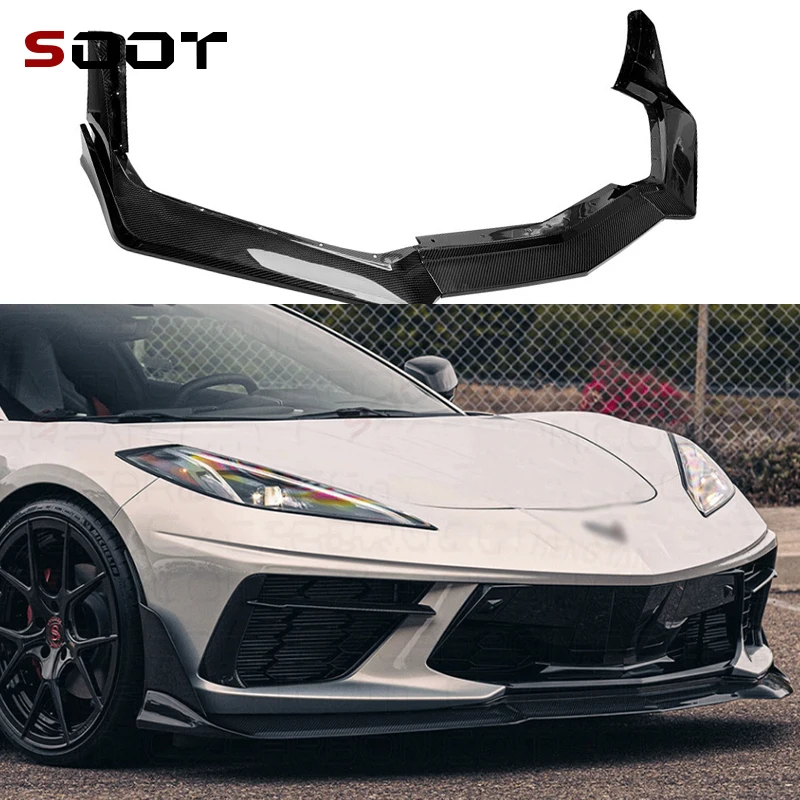 

For Chevy corvette C8 Z06 2020-2023 Carbon Fiber Front lip Car Front Bumper Diverter Spoiler Diffuser chin Car Auto Parts