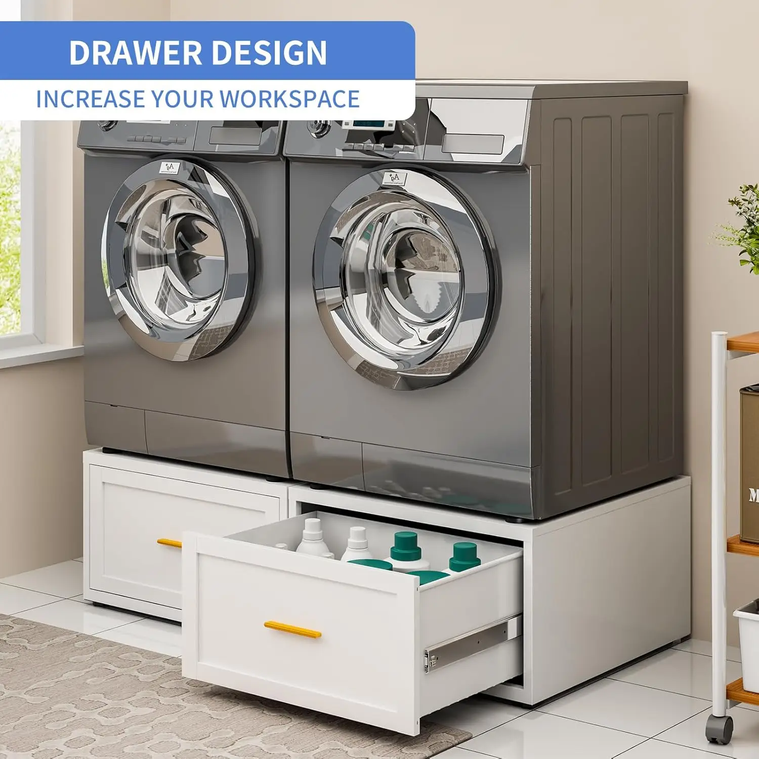 new 28” W Washer Dryer Pedestal, Heavy Duty Metal Washer Pedestal with Drawer, 440LBS Universal Laundry Pedestal, Customized