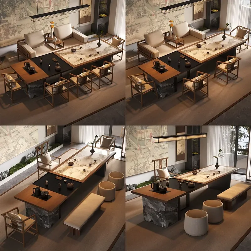 For Living Room New Chinese Style Slate Arhat Bed Tea Table Kettle Integrated Embedded Design Modern Furniture 2026
