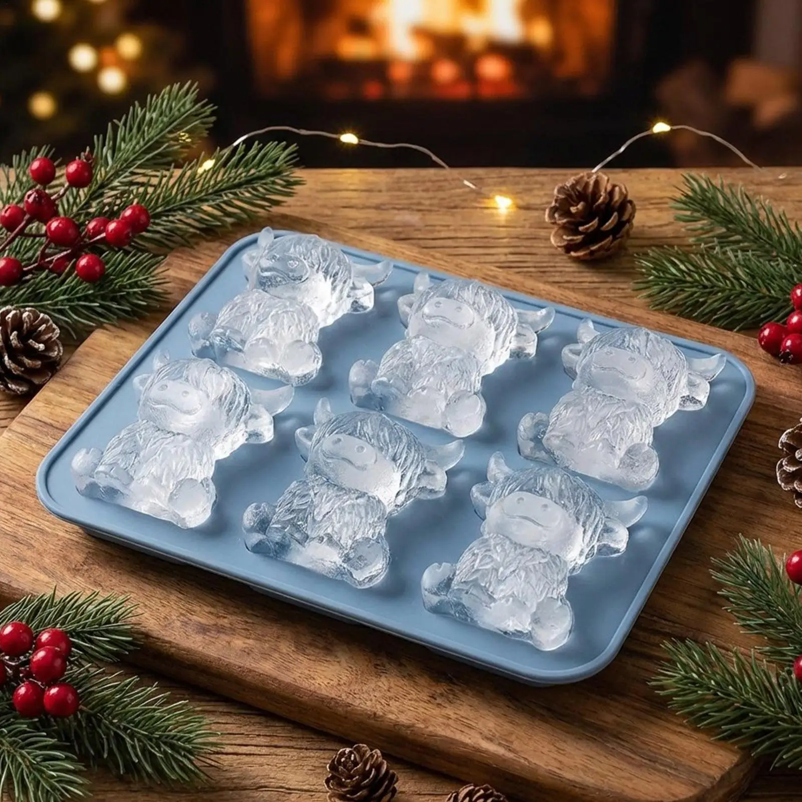 Ice Molds 6 Cavity Cow Shaped Flexible Chilling Cube Making Tool Ice Molds for Whiskey, Cocktails, Vodka, Drinks Beverage