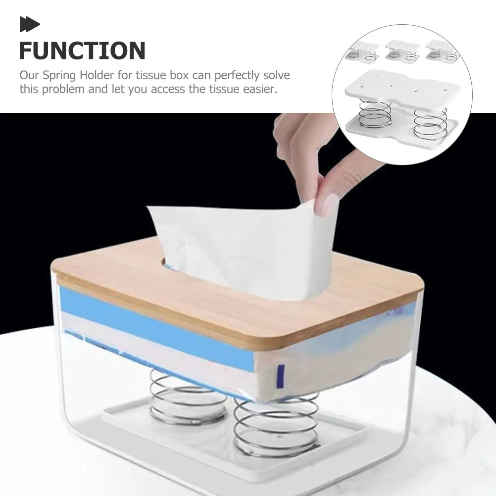 

4Pcs Tissue Box Spring Bracket Strong PP Steel Wire Automatic Lifting Support for Living Room Kitchen Bathroom Office