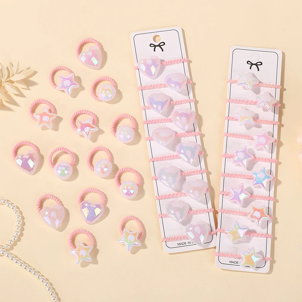 10 قطعة/المجموعة الكرتون الطفل العصابات الشعر لطيف ستار القلب كرة مستديرة العلاقات الشعر الأربطة المطاطية المرنة الفتيات الاطفال أغطية الرأس الجديدة اكسسوارات #3