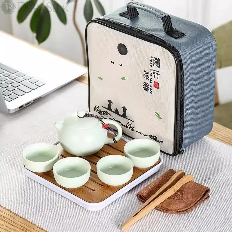 Chinese Tea Travel Tea Set Kung Fu Tea Set Ceramic Portable Teapot Porcelain Teaset Gaiwan Tea Cups of Tea Ceremony Tea Tool