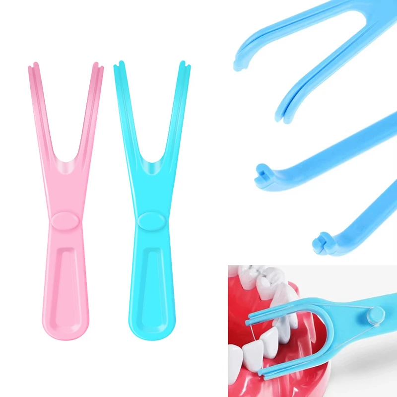 1/5 Stück Y-förmiger Zahnseidehalter aus Kunststoff, wiederverwendbarer Zahnstocherhalter, Zahnreinigungswerkzeug ohne Zahnseide, Mundhygiene-Zahnstocher