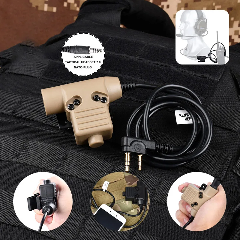 WADSN Tactical Military U94 PTT For COMTAC Earmor Headphones Headset Motorola Midland Baofeng Kenwood PTT UV-5R UV-82 888S Radio