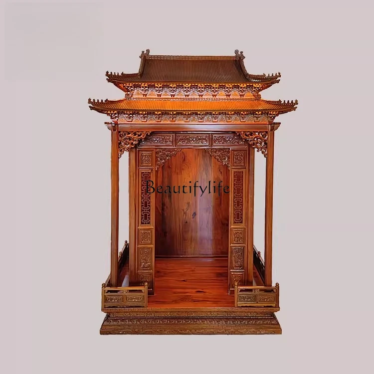 

*Solid wood household God of Wealth Guanyin Guan public supply cabinet rosewood heavy eaves roof hanging Buddhist cabinet