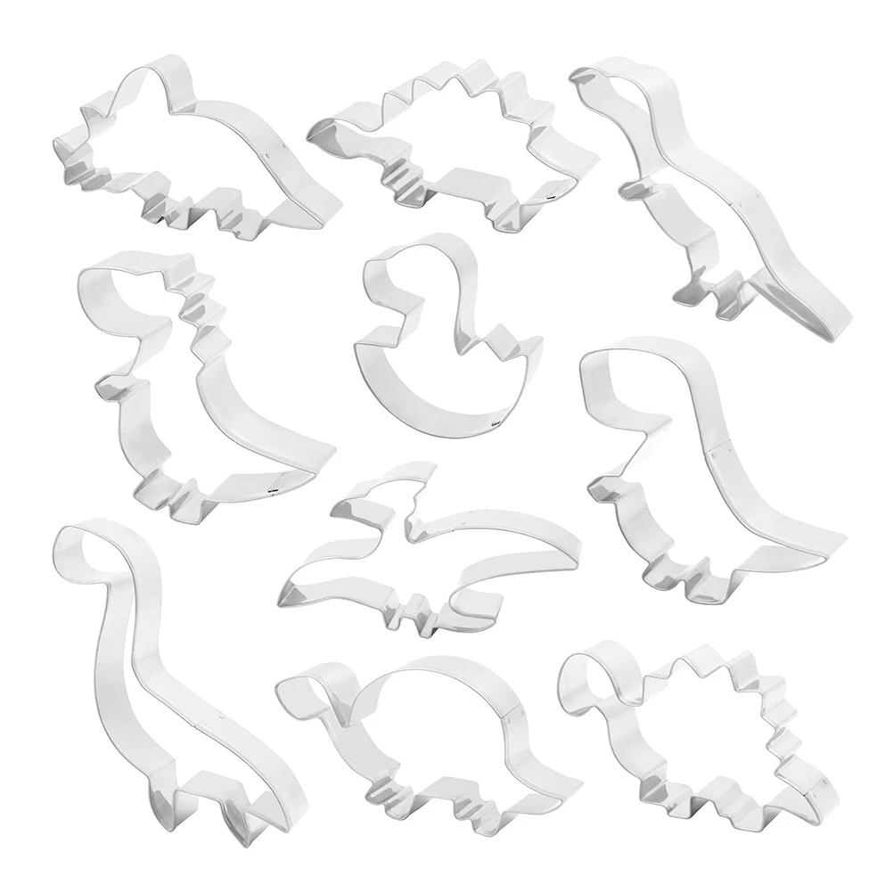 

10 pcs Dinosaur Baking Set Stainless Steel Mold Cookies Chocolate DIY Crafts Reusable Easy Kitchen Tools