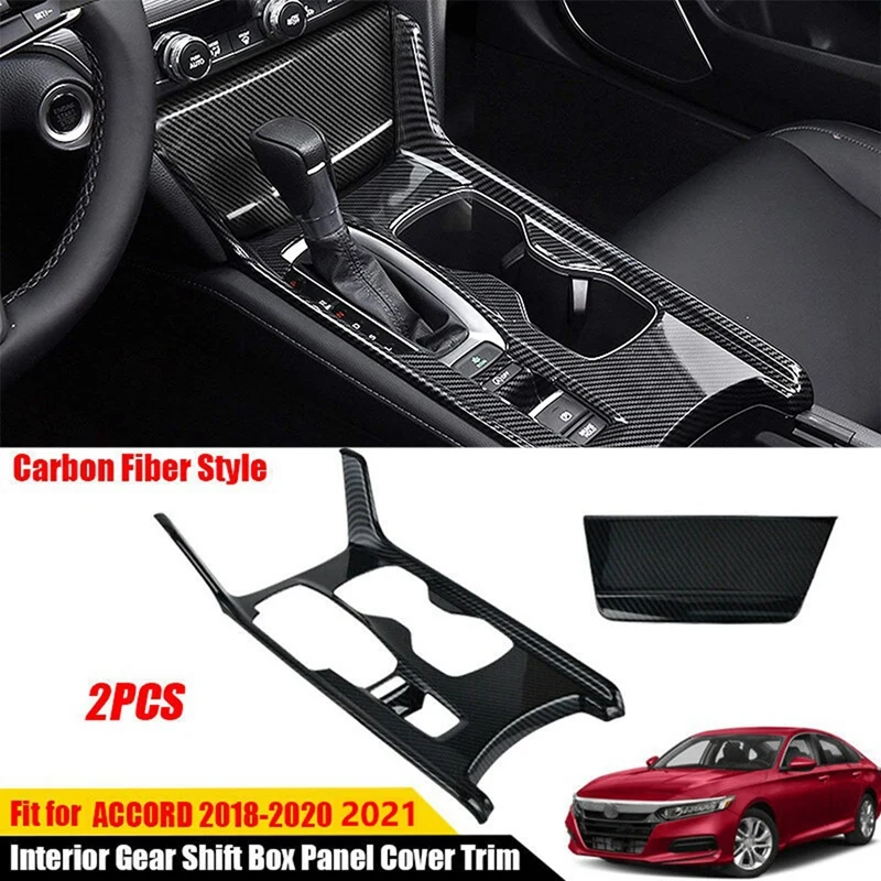 

ABS Carbon Fiber Gear Interior Gear Shift Box Water Cup Holder Panel Cover Trim Fit For Honda Accord 10Th Gen 2018+