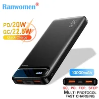 Power Bank 10000mAh Portable PD QC Fast Charging Spare Battery Built-In LCD Digital Display External Battery For Xiaomi Iphone