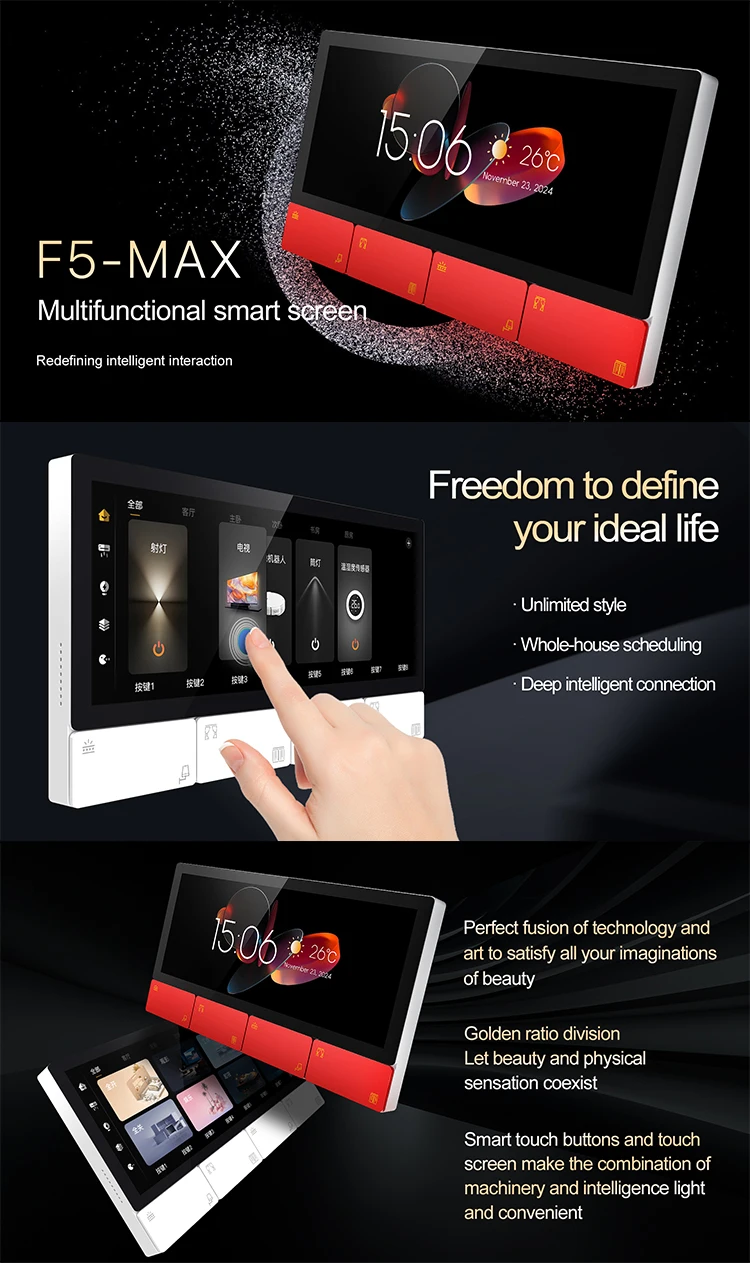 2025 Smart Home Zigbee Gateway 6.2 Inch Touch Panel Intelligent Central Control Touch Screen Control Panel F5