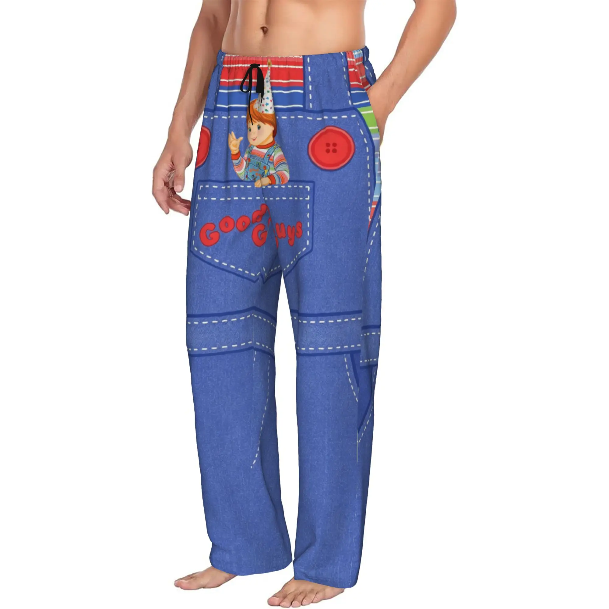 Custom Men Child's Play Good Guys Pajama Pants Print Horro Movie Sleep Sleepwear Bottoms with Pockets