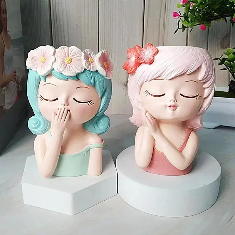 

Flower Pots Face Planters Tabletop Decorative Decor Vase Statue Fairy Flowerpots For Cafe Kitchen Drawing Room Bedroom Office
