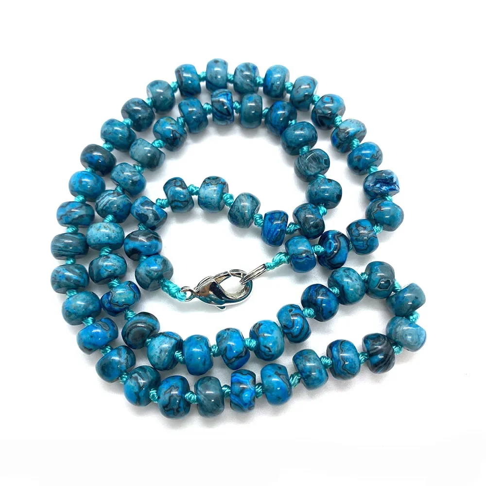 Classic Natural Stone Glass Crystal Necklace Flat Beads Ladies DIY Necklace Pendant Jewelry Tiger Eye Opal Gift Charm 5x8mm