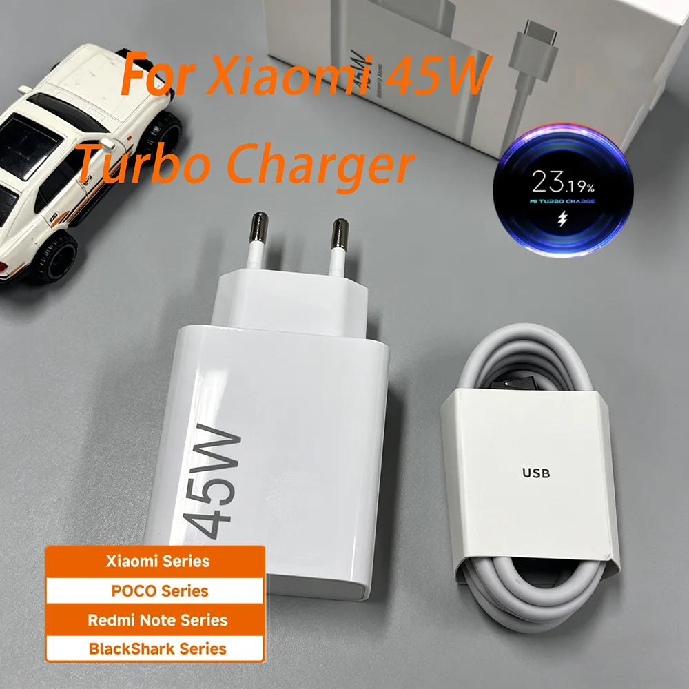 Ładowarka 45W do XIAOMI, typ C, szybkie ładowanie Turbo, kompatybilna z Redmi Note 15, 14, 13, 12, 11, X Pro, 10t, Poco M7, X7, K40, Pad 6. — zdjęcie produktu 1