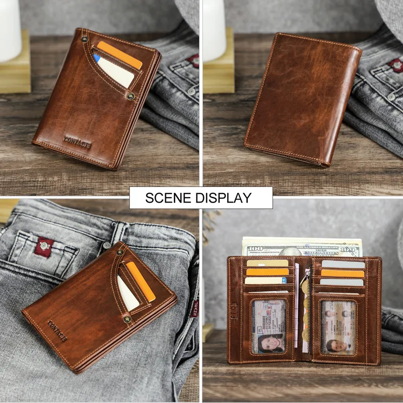 travel-commute-black-angel-top-layer-leather-rfid-anti-theft-short-wallet-multiple-card-slots-full-grain-surface-short-wallet