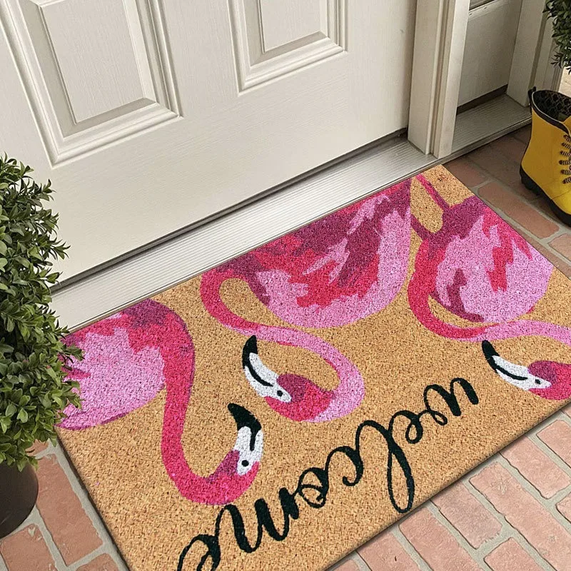 Pink Swan black cat Pattern New Entrance Floor Mat Bathroom Absorbent Foot Door Mat Horror Skeleton Decoration