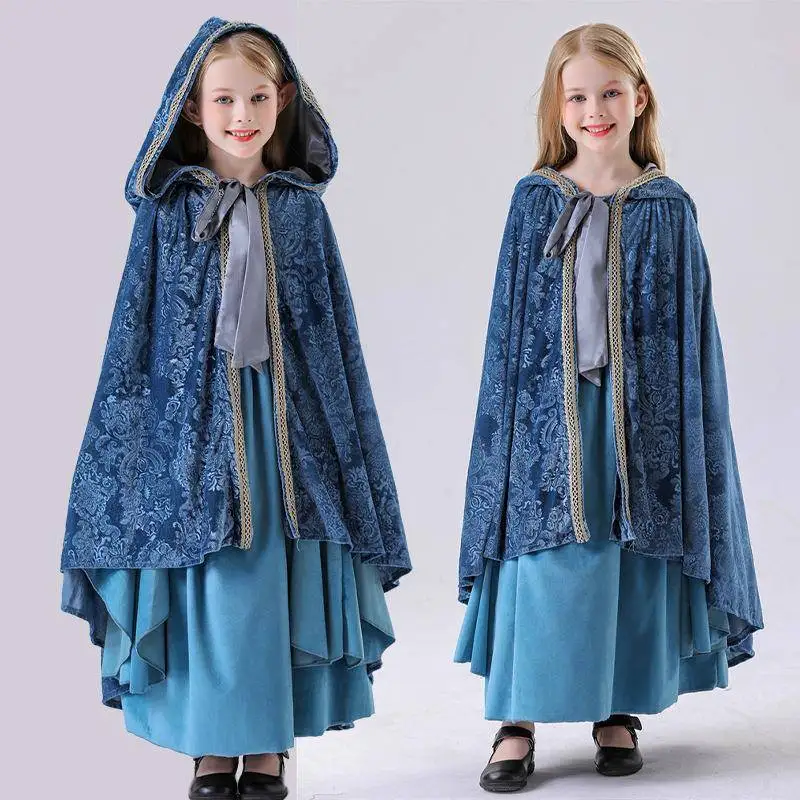 Blauw kinderhofkostuum Princ Dr Halloween Garderobe Cosplay Midden-aarde Fsy Etnische toneelvoorstelling