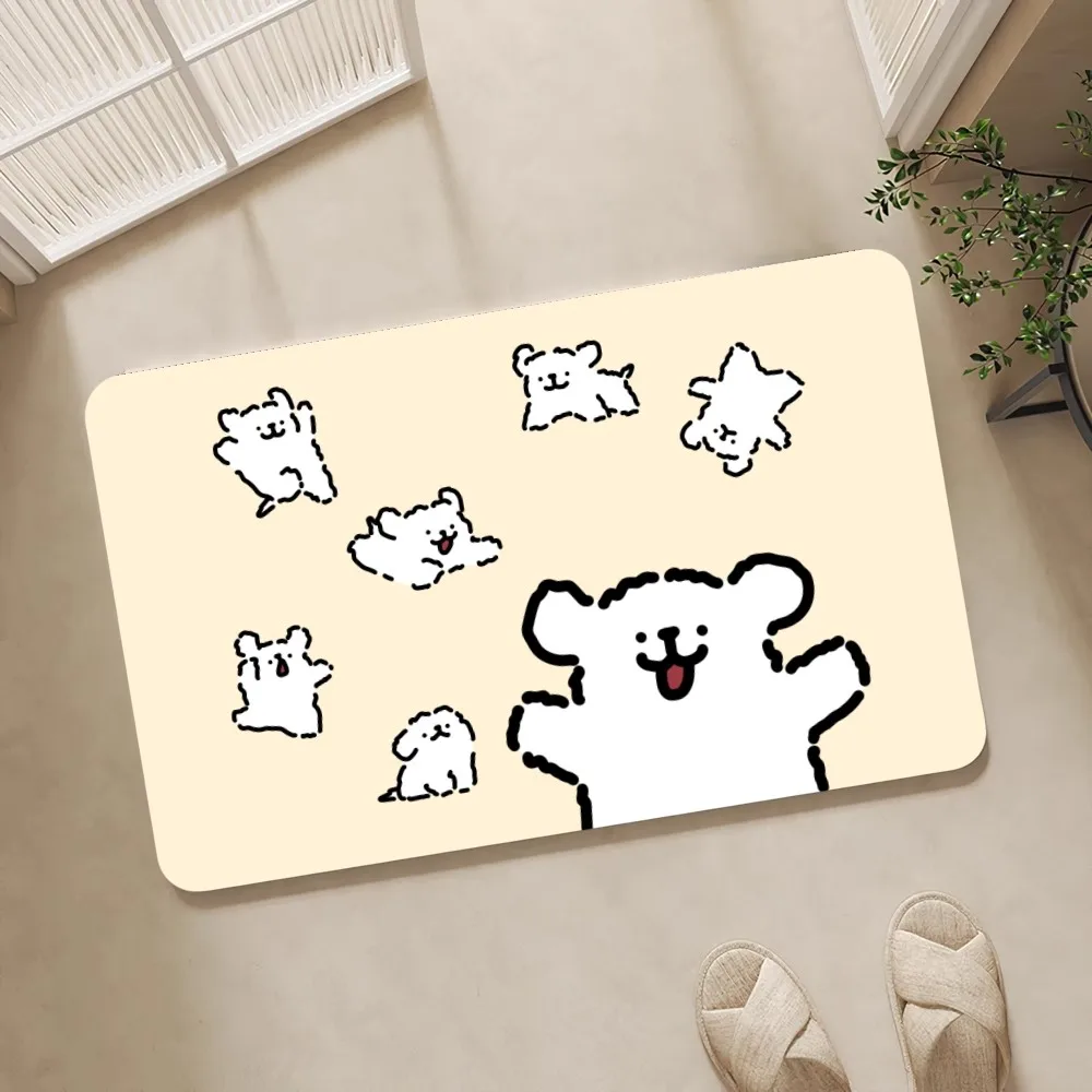 Cartoon Line Dog Maltese Floor Mat Floor Mat Bedroom Decoration Balcony Anti-Slip Doormat Living Room Rug