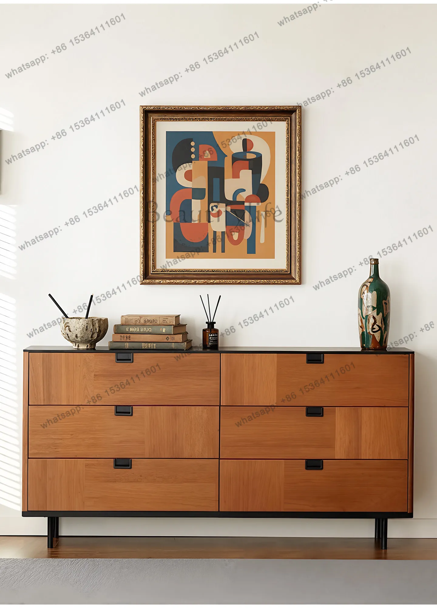 Factory Direct Sales Six-chest Cabinet Storage Antique Style Against The Wall Chest Cabinet Dresser Chest Cabinet Integrated Lig