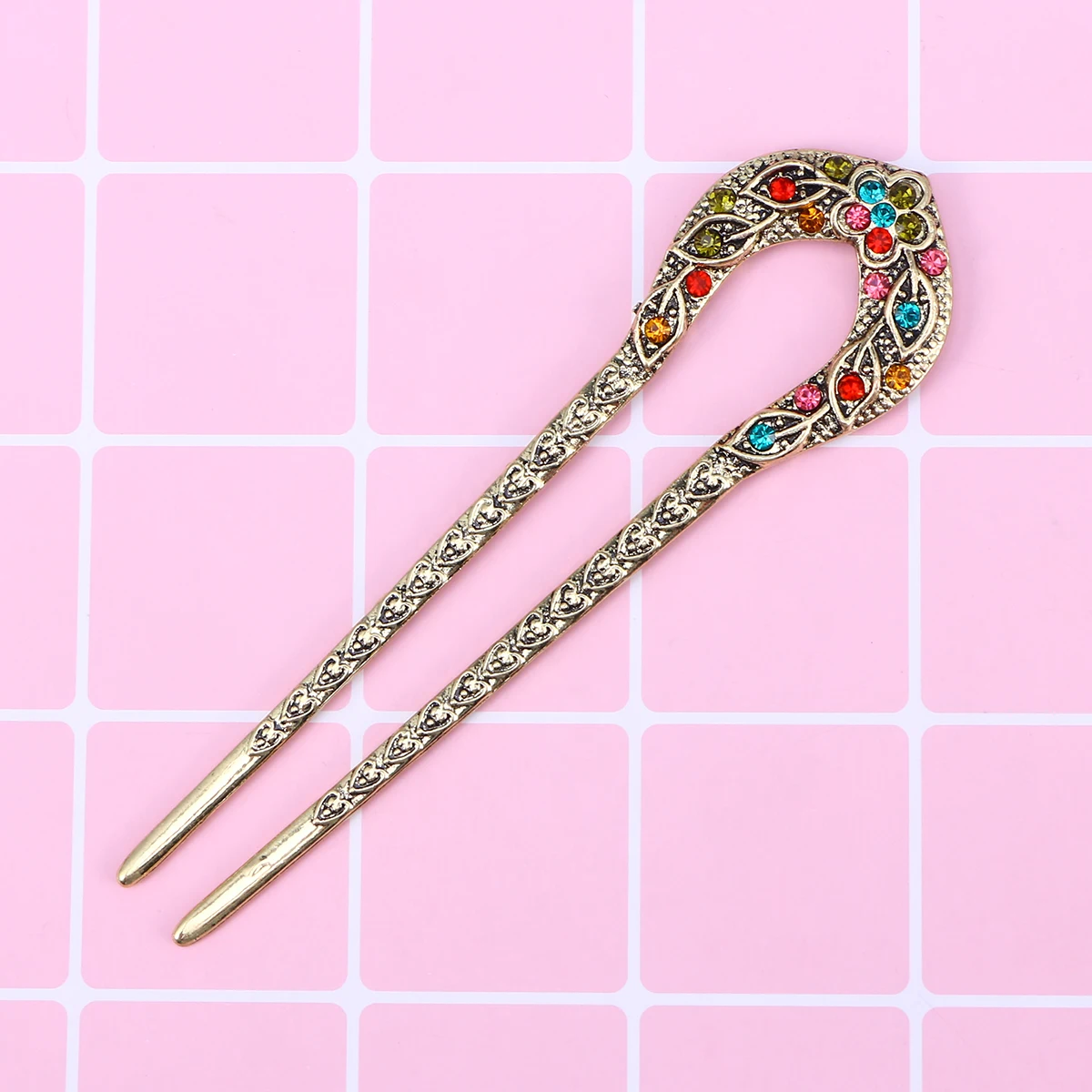 

U-образная заколка для волос с двойными зубцами, хрустальные бусины, шиньон, аксессуар, красочная заколка для выпускного вечера, свадьбы, вечеринки, двойная заколка с зубцами