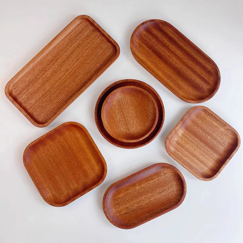 Walnut Coffee Tray Large Size Food Cup Wooden Plate Dinner Cake Bread Solid Wooden Tray Decorative Kitchen Accessories
