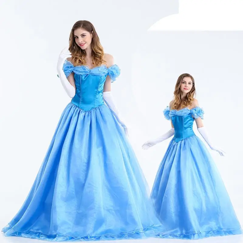 الأزرق الكرة ثوب زي loween الكبار المرأة مرحلة الأداء سندريلا الجنية T عبر الحدود ular السيدات Faion