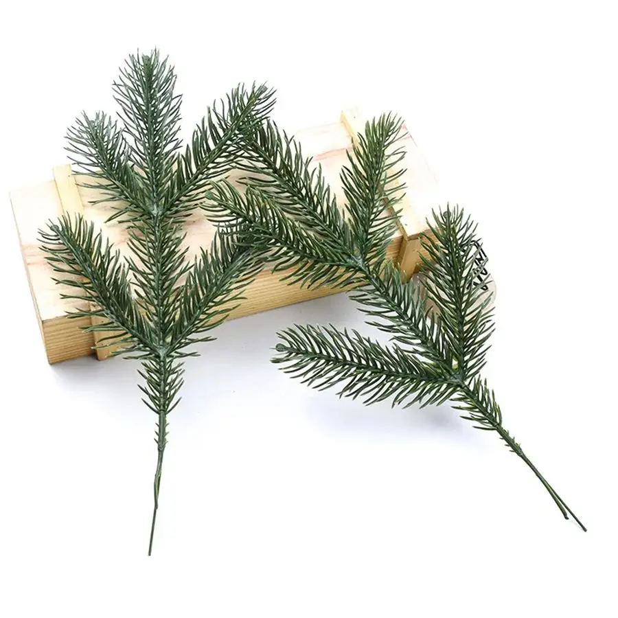 20/50 قطعة نباتات اصطناعية بلاستيكية أنبوب واحد إبرة الصنوبر شجرة عيد الميلاد ديكور غرفة المنزل ملحق أوراق خضراء لتقوم بها بنفسك صندوق بونساي #2